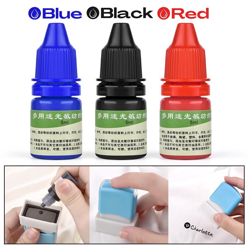 Direct To Garment Ink - 5ml tinta hitam biru merah tekstil